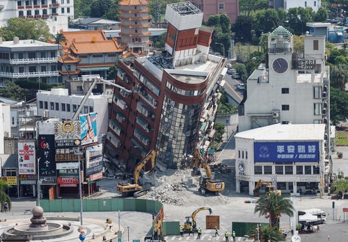 Aftermath of an earthquake, in Hualien