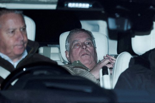 FILE PHOTO: Andrew Mountbatten Windsor, younger brother of Britain’s King Charles, formerly known as Prince Andrew, leaves Aylsham Police Station on a vehicle, on the day he was arrested on suspicion of misconduct in public office