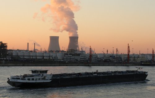 The nuclear plant of Doel is seen near the port of Antwerp