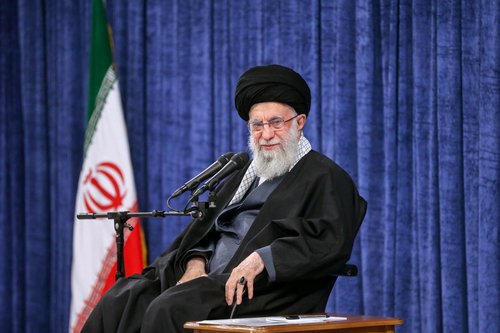 Iran's Supreme Leader Ayatollah Ali Khamenei speaks during a meeting in Tehran
