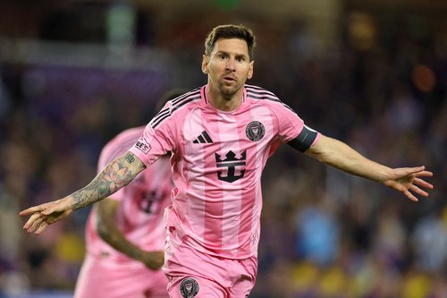 Mar 1, 2026; Orlando, Florida, USA; Inter Miami CF forward Lionel Messi (10) reacts after scoring a goal against Orlando City in the second half at Inter&Co Stadium. Mandatory Credit: Nathan Ray Seebeck-Imagn Images TPX IMAGES OF THE DAY