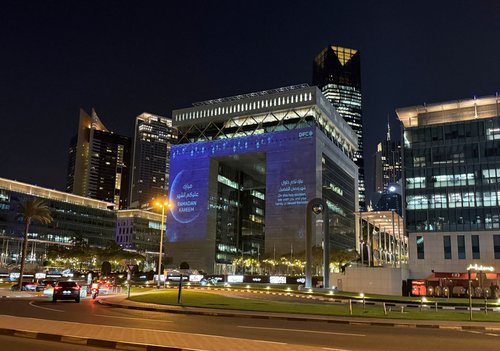Exteriors of buildings in the Dubai International Financial Centre (DIFC),