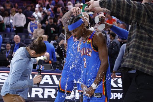 Mar 12, 2026; Oklahoma City, Oklahoma, USA; Oklahoma City Thunder guard Shai