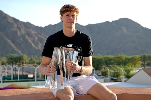 Mar 15, 2026; Indian Wells, CA, USA; Jannik Sinner (ITA) with the championship