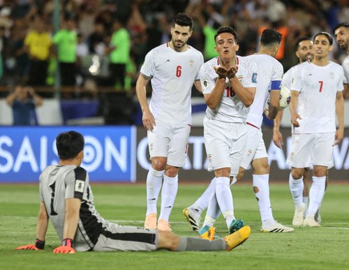 FILE PHOTO: Soccer Football - World Cup - Asian Qualifiers - Group A - Iran v North Korea - Azadi Stadium, Tehran, Iran - June 10, 2025 Iran's Iran's Amirhossein Hosseinzadeh celebrates scoring their third goal Majid Asgaripour/WANA (West Asia News Agen