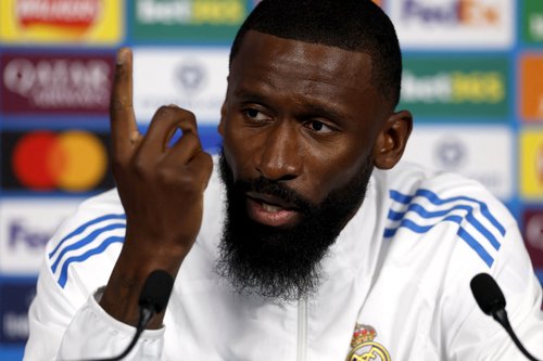 Soccer Football - UEFA Champions League - Real Madrid Press Conference - Etihad Stadium, Manchester, Britain - March 16, 2026 Real Madrid's Antonio Rudiger during press conference Action Images via Reuters/Jason Cairnduff