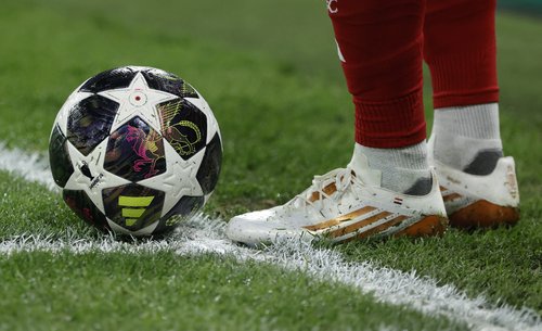 Soccer Football - UEFA Champions League - Round 16 - Second Leg - Liverpool v Galatasaray - Anfield, Liverpool, Britain - March 18, 2026 General view of the boots of Liverpool's Mohamed Salah Action Images via Reuters/Jason Cairnduff