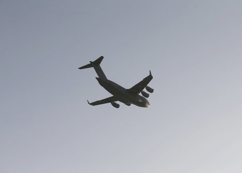 RCAF military transport plane over Kabul