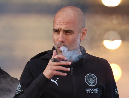 Manchester City celebrate winning the Premier League