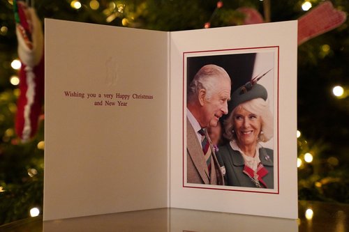 Christmas card of Britain's King Charles and Queen Consort Camilla