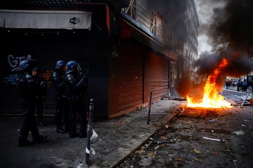Members of the Kurdish community gather at the Place de la Republique square following the shooting, in Paris