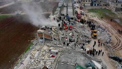Aftermath of an earthquake in Syria