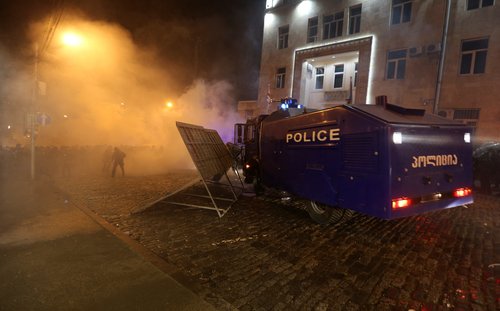 People protest against the "foreign agents" law in Tbilisi