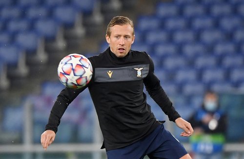 FILE PHOTO: Lucas Leiva during his time with Lazio is seen here warming up before a Champions League match against Zenit St Petersburg