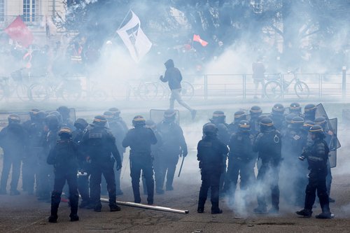 Ninth day of national strike and protest in France against the pension reform