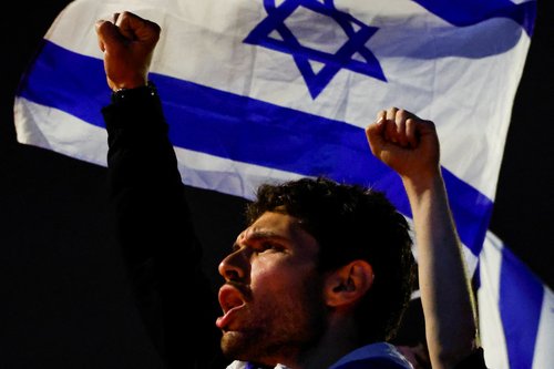 Protest against Israel's judicial overhaul and dismissing of the defense minister, in Jerusalem