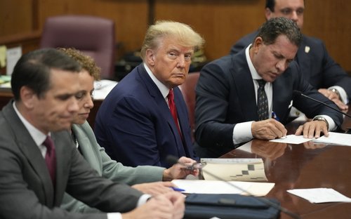 Former U.S. president Donald Trump appears in court in New York City