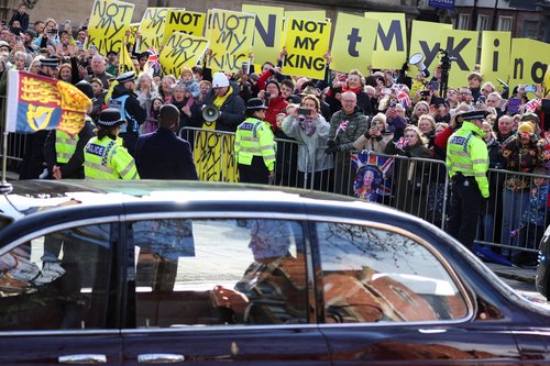 Britain's King Charles visits York Minster for the Maundy Thursday Service in York
