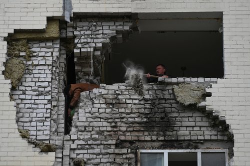 Aftermath of a Russian missile attack in Kyiv region