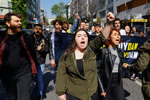 Protests during May Day celebrations in Istanbul