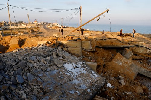 Site of an Israeli air strike, in Deir al-Balah town in the central Gaza Strip