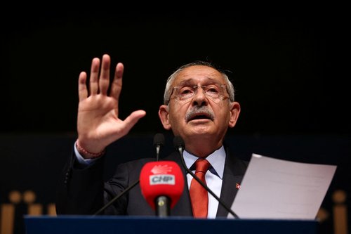 Presidential candidate of Turkey's main opposition alliance Kilicdaroglu holds a press conference in Ankara