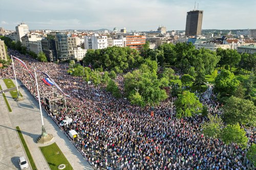 Serbian opposition parties protest against violence and in reaction to the two mass shootings, in Belgrade