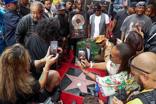 Rapper Tupac Shakur's star is unveiled posthumously on the Hollywood Walk of Fame in Los Angeles