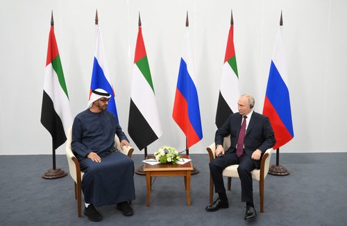 Russian President Putin and United Arab Emirates' President Al Nahyan meet in St Petersburg