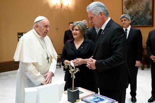 Pope Francis meets with Cuban President Miguel Diaz-Canel at the Vatican
