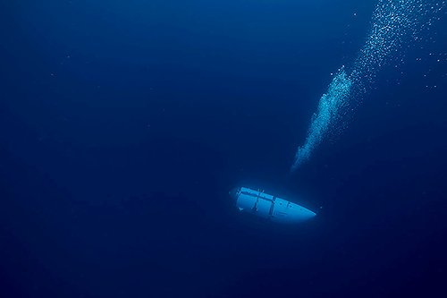 The Titan submersible operated by OceanGate Expeditions dives in an undated photograph