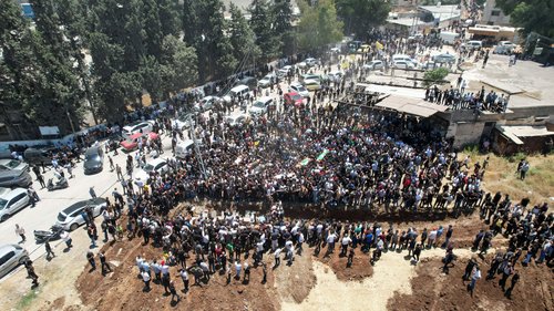 Palestinians hold funeral for those killed during an Israeli military operation, in Jenin