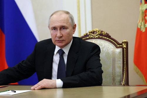 Russian President Vladimir Putin chairs a Security Council meeting in Moscow