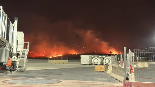 Wildfire burns near airport in Palermo