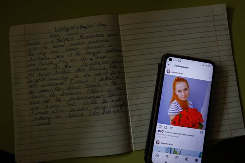 Picture of Liubov Borniakova, victim of alleged domestic violence, who suffered from her husband's treatment, in Dnipro