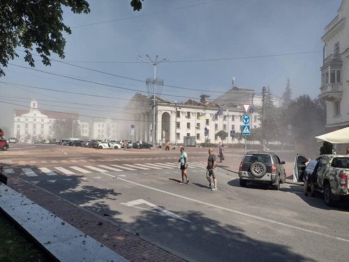 Aftermath of a Russian missile attack in Chernihiv
