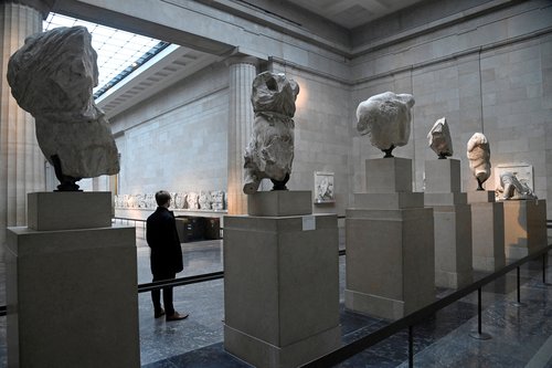 FILE PHOTO: Parthenon sculptures on display at British Museum in London