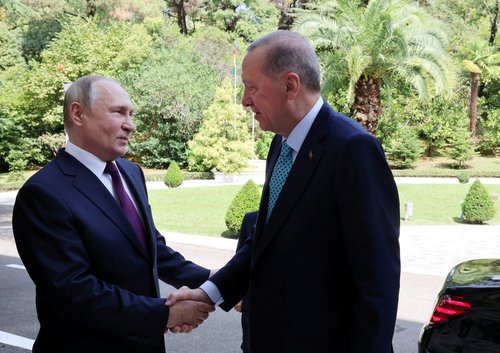 Russian President Vladimir Putin meets with Turkish President Tayyip Erdogan in Sochi