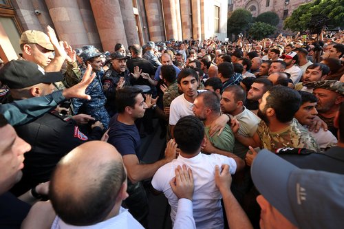 Protest in Yerevan following Azerbaijani military operation launch in Nagorno-Karabakh