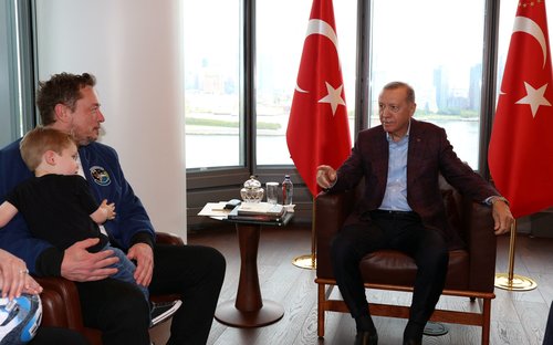 Turkey's President Tayyip Erdogan meets with Tesla CEO Elon Musk in New York