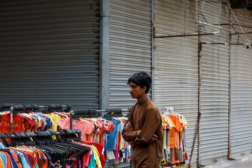 Shutter down strike called by the traders, against the hikes in power billings, during a protest in Karachi