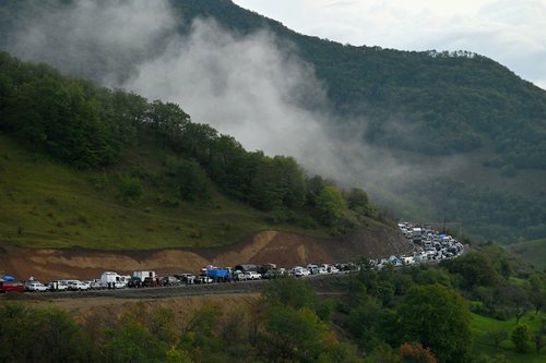 A picture and its story: Fleeing from Nagorno-Karabakh on the mountain road west