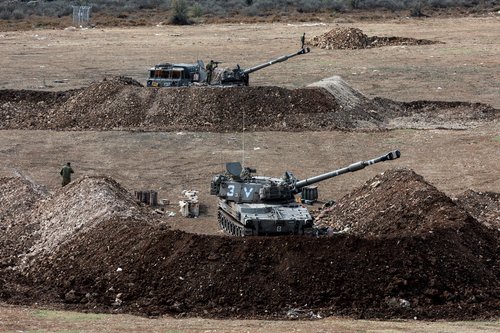 An Israeli tank is seen near Israel's border with Lebanon, northern Israel
