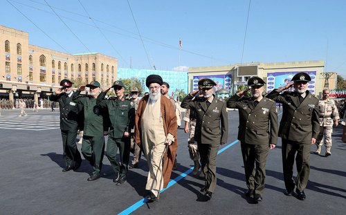 Iran's Supreme Leader Ayatollah Ali Khamenei reviews armed forces during a graduation ceremony, in Tehran