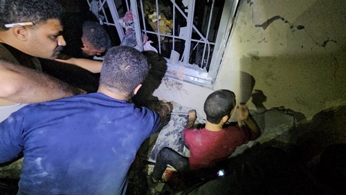 Aftermath of an Israeli strike on a house in Jabalia