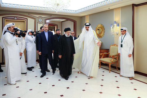 Qatar's Emir Sheikh Tamim bin Hamad al-Thani meets with Iranian President Ebrahim Raisi in Riyadh
