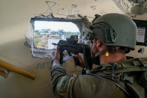 Israeli soldiers operate in the Gaza Strip