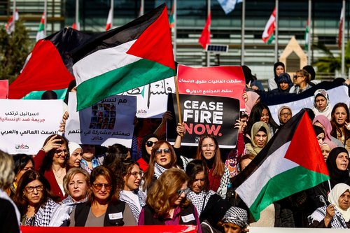 Protest in support of Palestinians in Gaza, as today marks the International Day of Solidarity with the Palestinian People, in Beirut