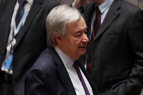 United Nations Secretary-General Antonio Guterres attends a United Nations Security Council meeting