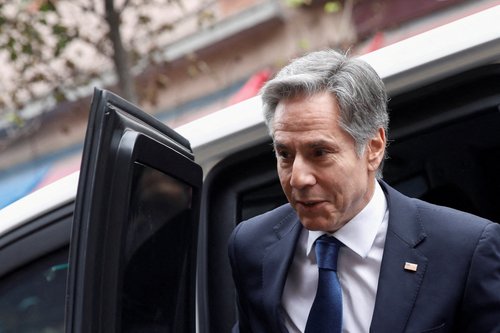 FILE PHOTO: U.S. Secretary of State Blinken and U.S. Secretary of Homeland Security Mayorkas attend a meeting in Mexico City